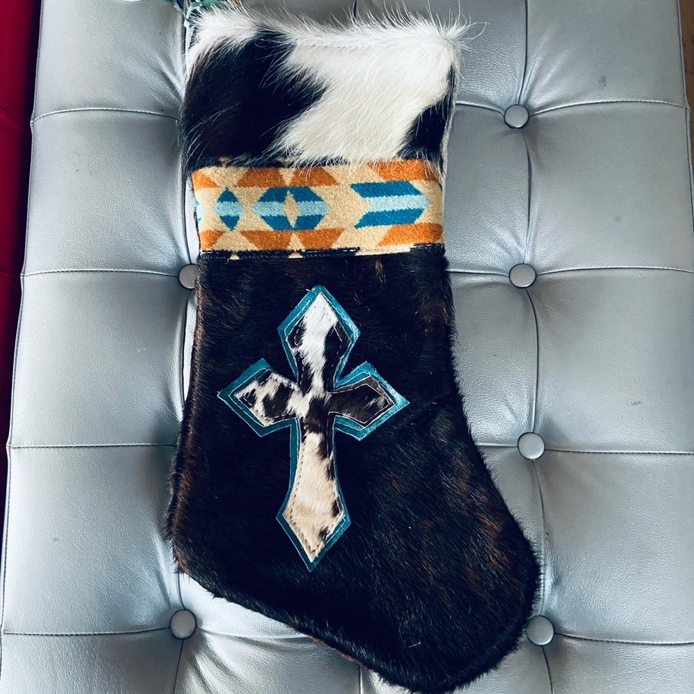 Handmade Genuine Cowhide Decorative Christmas Stocking (7 unique availab…